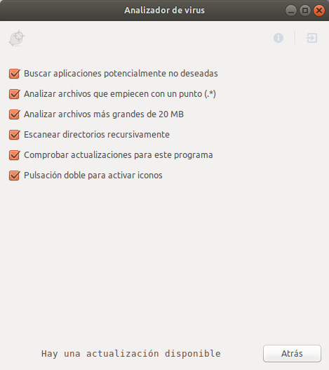 Configuraciones generales del analizador de virus